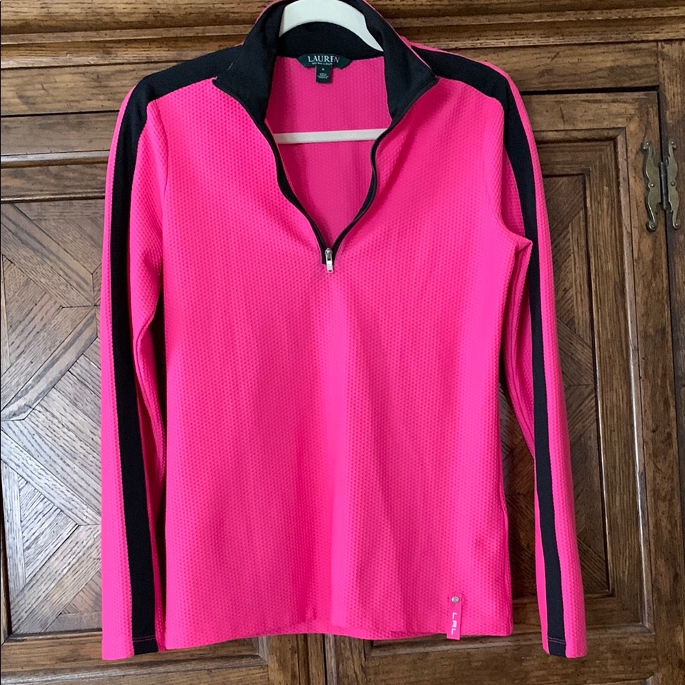 Lauren Ralph Lauren Pink and Black Women's athletic Top